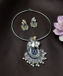 Alternative view of Lord Ganesha Hasli Stunning Two Tone Necklace for Graceful Festive Look