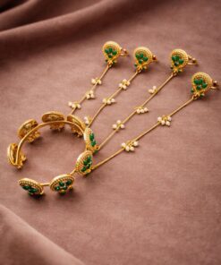 Alternative view of Kashmiri Peacock Hathphool Stunning Traditional Jewelry with Elegant Royal Design