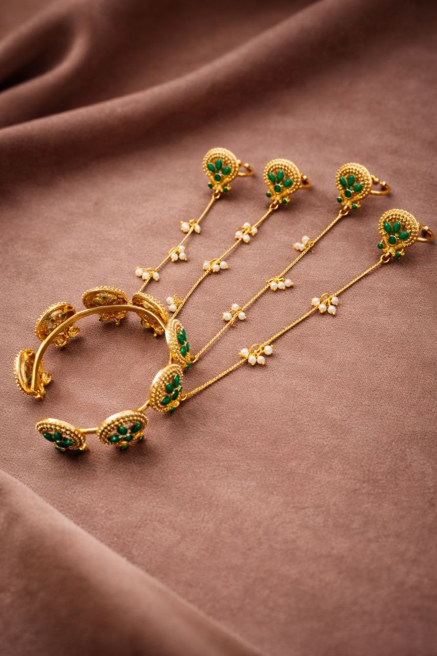 Kashmiri Peacock Hathphool Stunning Traditional Jewelry with Elegant Royal Design - Image 2
