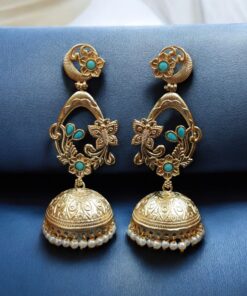 Alternative view of Traditional Butterfly Jhumka Earrings | Affordable Gold Plated Jewellery