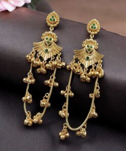 Alternative view of Golden Kashmiri Jhumka Earrings ? Traditional Attractive Dangle Jewelry