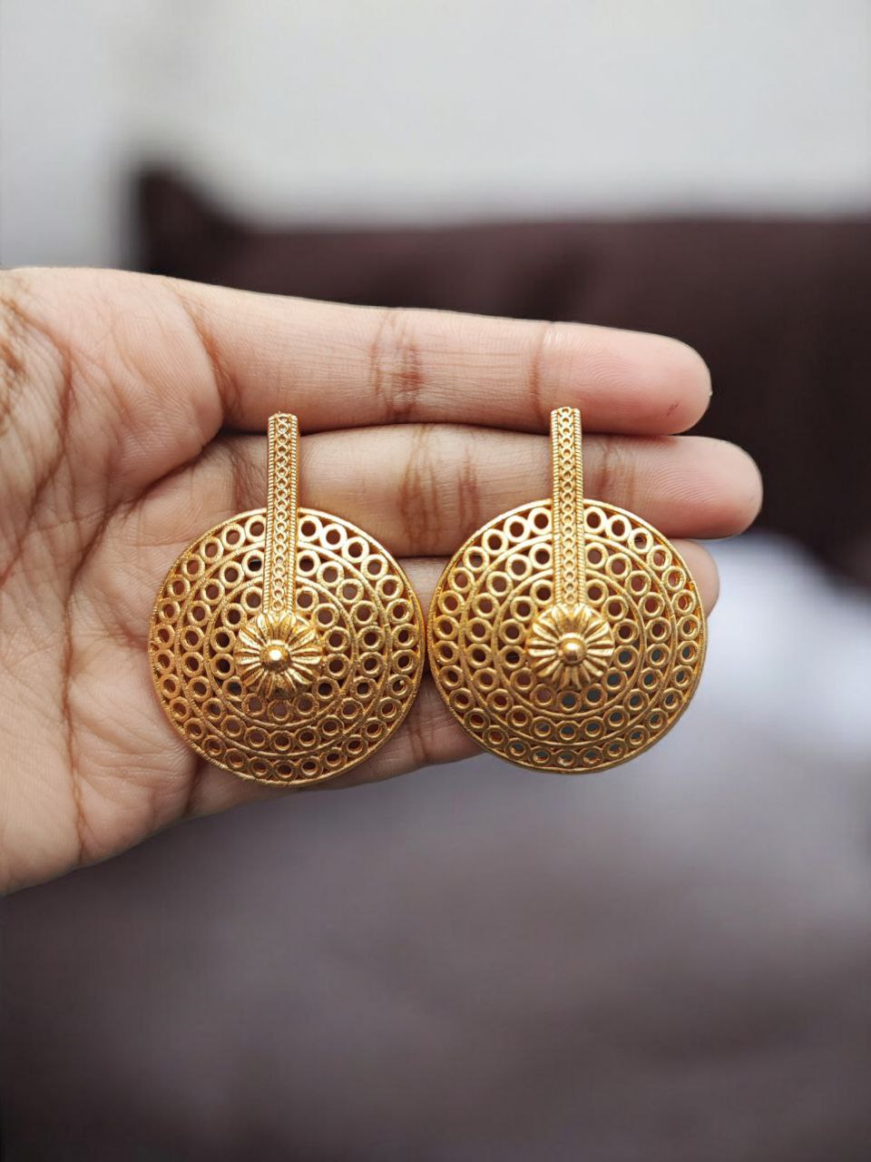 Stunning Ancient Look Golden Studs with Timeless Royal Charm - Image 4