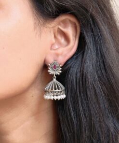 Elegant Silver Lotus Jhumka Earring | Perfect Daily Wear Jewelry