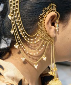 Alternative view of Elegant Non Piercing Lotus Jhumka Earring for Girls