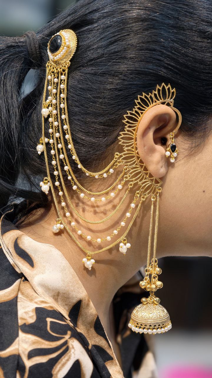 Elegant Non Piercing Lotus Jhumka Earring for Girls