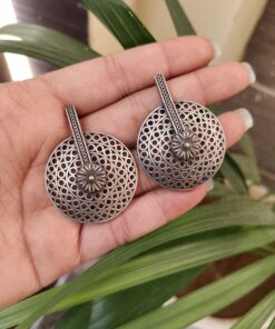 Alternative view of Elegant Traditional Round Stud Earrings with Graceful Heritage Design Touch