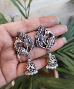 Alternative view of Beautiful Vintage Peacock Jhumka with Royal Antique Statement Earrings