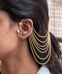 Alternative view of Gold Plated Chain Kashmiri Earcuff Attractive Traditional Jewelry