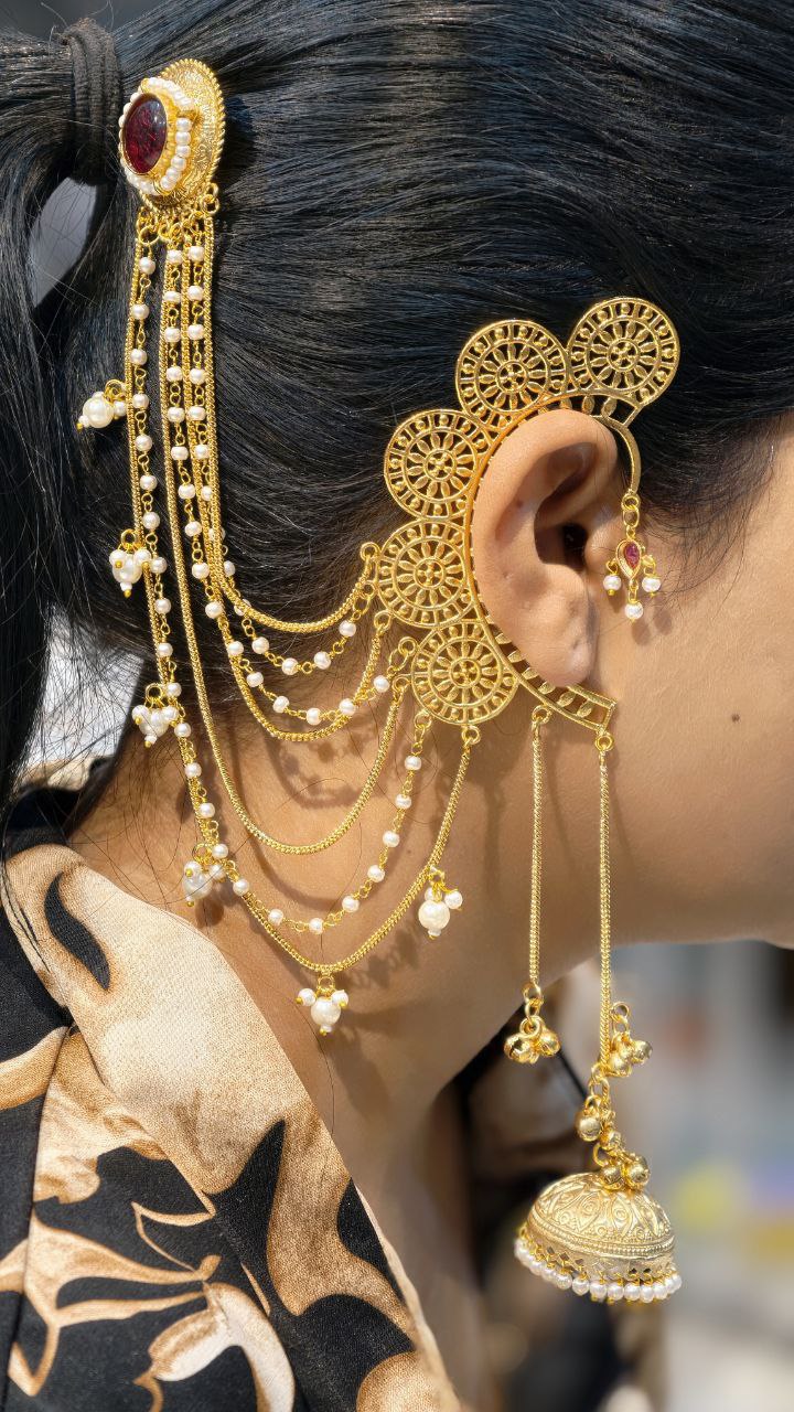 Beautiful Non Piercing Kashmiri Jhumka Ethnic Design Jewelry - Image 6