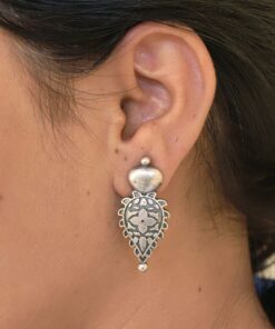Silver Floral Art Studs Earrings for Women Designer Appeal
