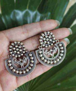 Alternative view of Elegant Silver Chand Bali Earrings for Ethnic Beauty and Style