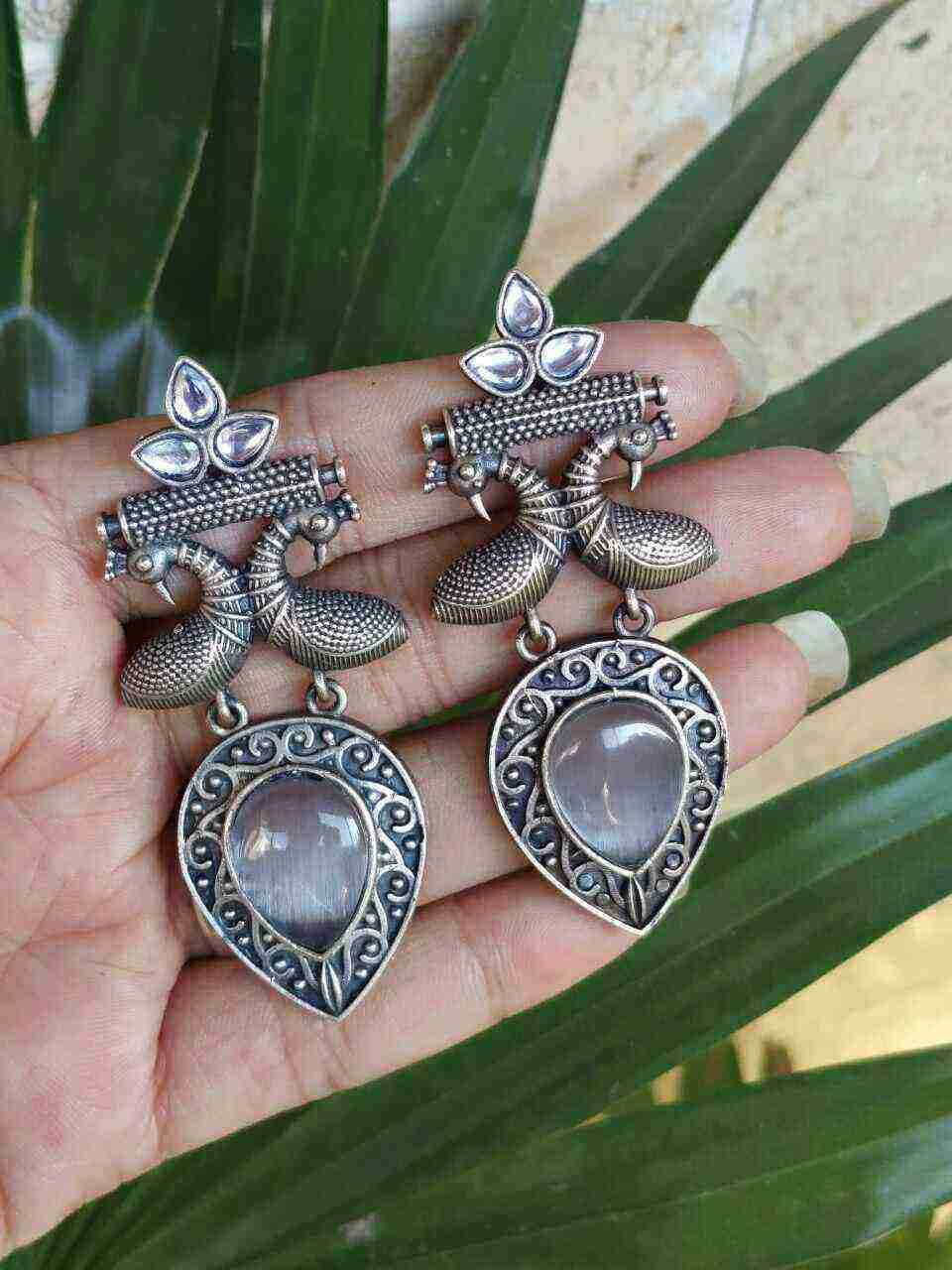 Antique Peacock Earring With Amazing Traditional Design Detailing - Image 3