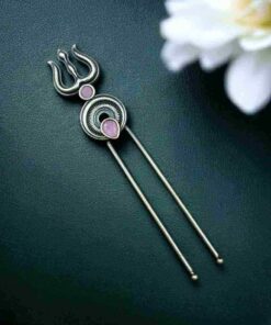 Alternative view of Elegant Silver Trishul Hairpin for Women Stylish Adorable Hair Accessory