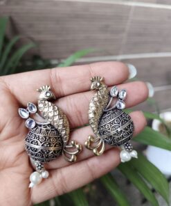 Alternative view of Ethnic Two Tone Peacock Earring with Amazing Traditional Design Jewelry