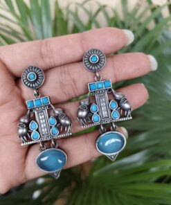 Graceful Silver Elephant Earring with Artistic Daily Wear Women Jewelry