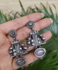 Alternative view of Graceful Silver Elephant Earring with Artistic Daily Wear Women Jewelry