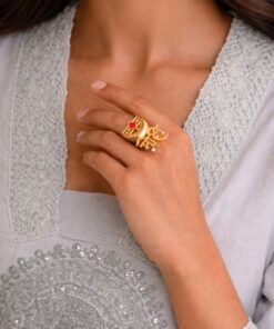 Gold Plated Moksh Ring Stunning Elegant Design for Graceful Traditional Look