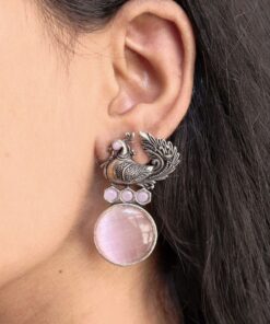 Peacock Stone Earrings Stunning Elegant Design for Graceful Traditional Look