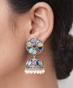 Stone Jhumka Earring Elegant Dazzling Traditional Design for Women
