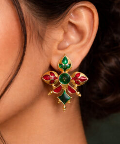 Gold-Plated Enamel Earring Elegant Dazzling Design for Stylish Women Wear