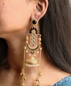 Alternative view of Premium Long Kashmiri Jhumka Earrings with Traditional Adorable Designs