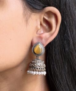 Alternative view of Premium Silver Look Like Jhumka Earring Perfect for Any Cotton Kurti