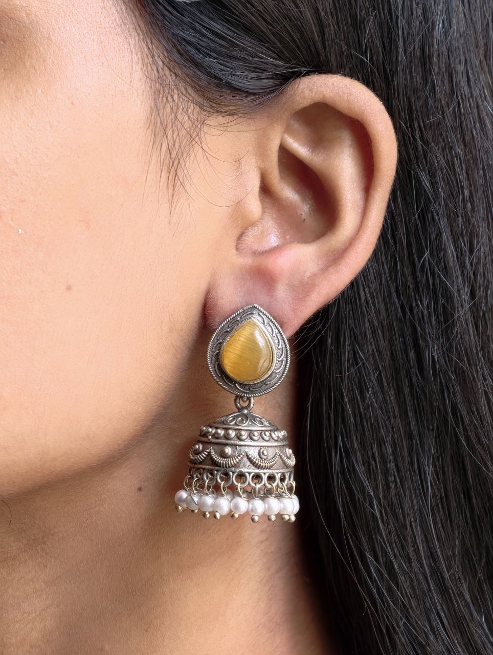 Premium Silver Look Like Jhumka Earring Perfect for Any Cotton Kurti - Image 2