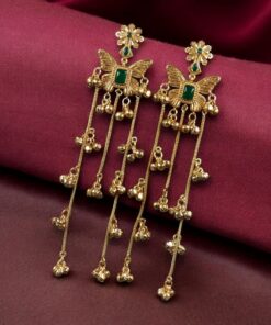 Alternative view of Elegant Butterfly Kashmiri Jhumka Earrings with Stunning Traditional Jewelry