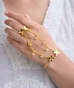 Alternative view of Elegant Golden Butterfly Hathphool for Stunning Ethnic Hand Jewelry