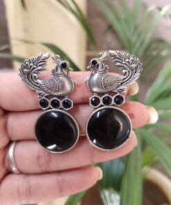 Alternative view of Peacock Stone Earrings Stunning Elegant Design for Graceful Traditional Look