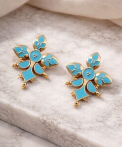 Alternative view of Gold-Plated Enamel Earring Elegant Dazzling Design for Stylish Women Wear