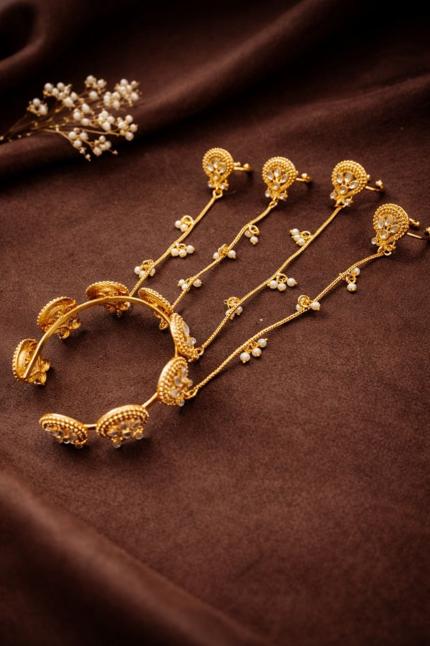 Kashmiri Peacock Hathphool Stunning Traditional Jewelry with Elegant Royal Design - Image 3