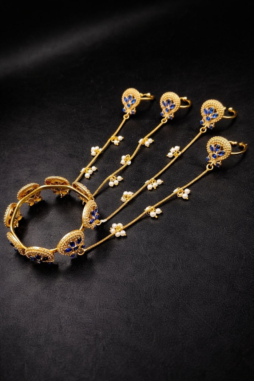 Kashmiri Peacock Hathphool Stunning Traditional Jewelry with Elegant Royal Design - Image 4