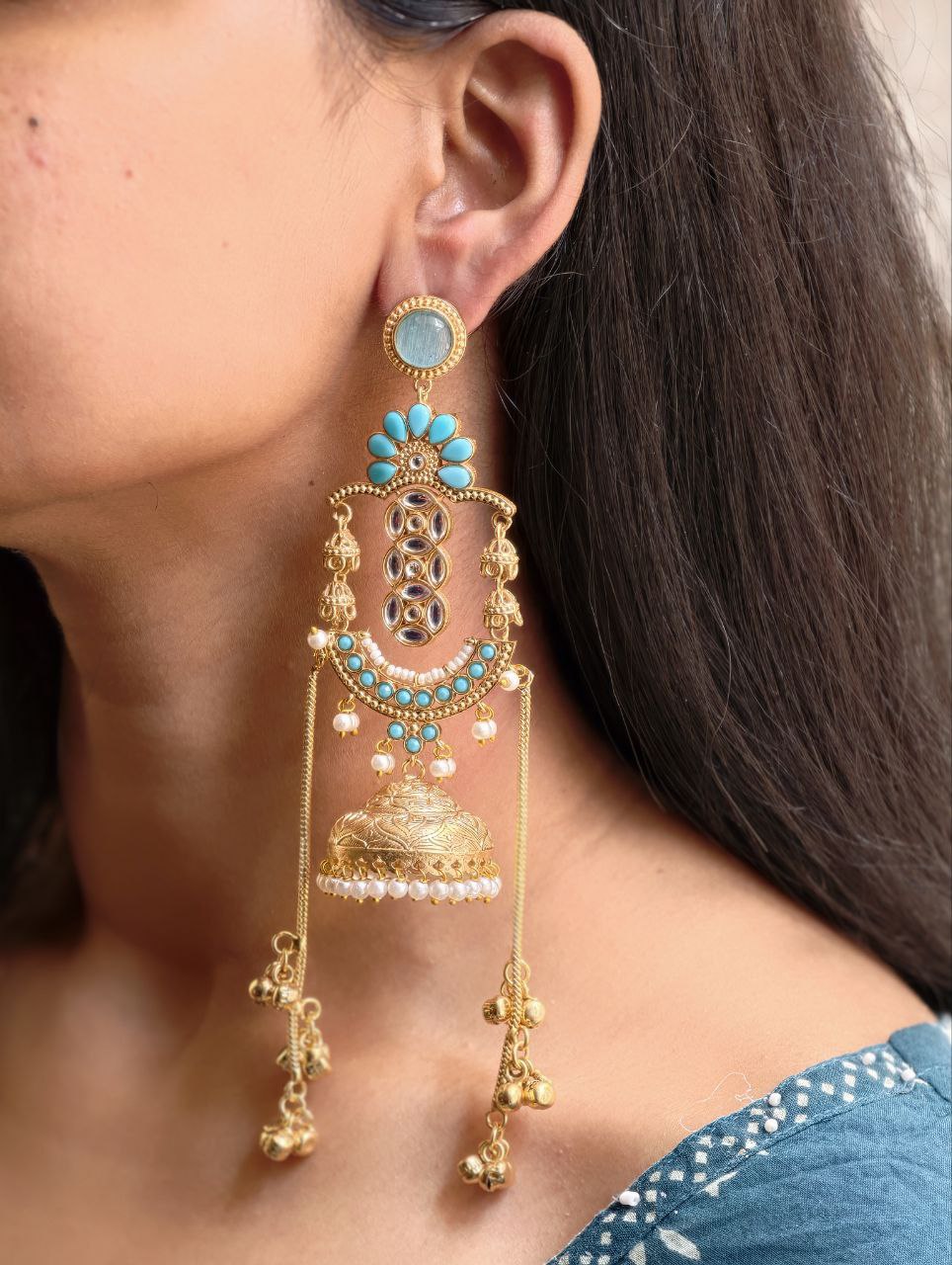 Premium Long Kashmiri Jhumka Earrings with Traditional Adorable Designs - Image 4