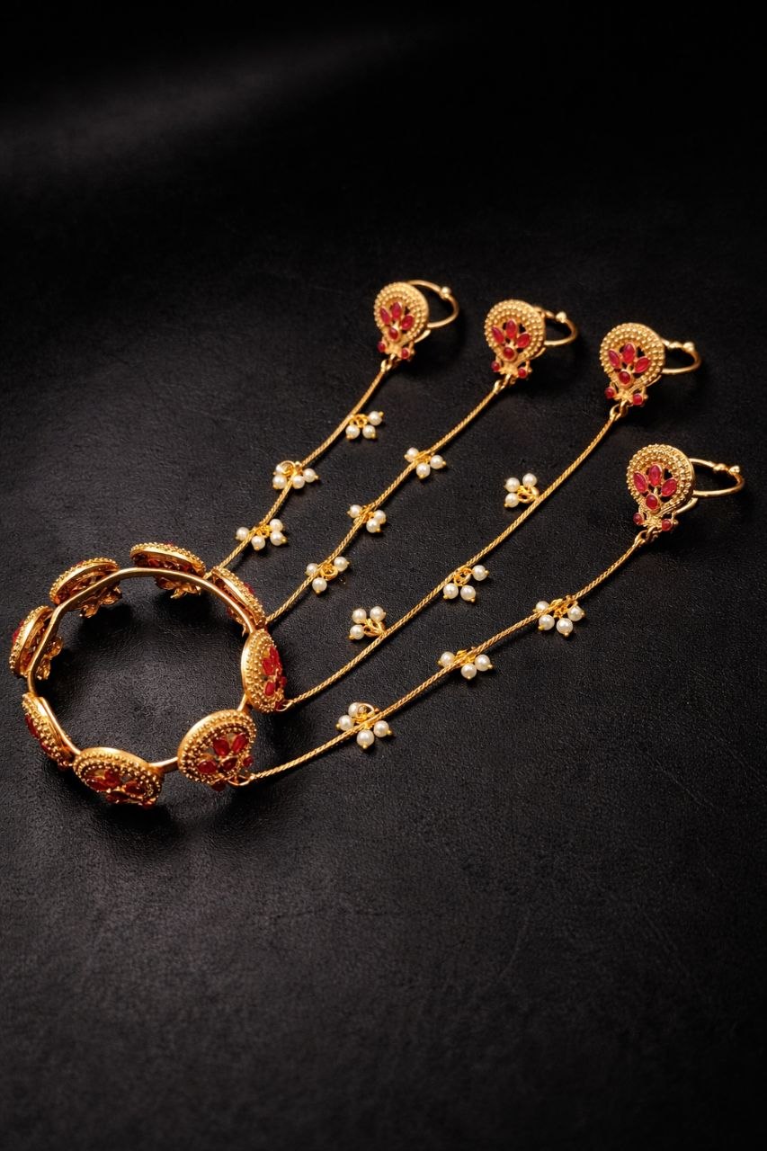 Kashmiri Peacock Hathphool Stunning Traditional Jewelry with Elegant Royal Design - Image 5