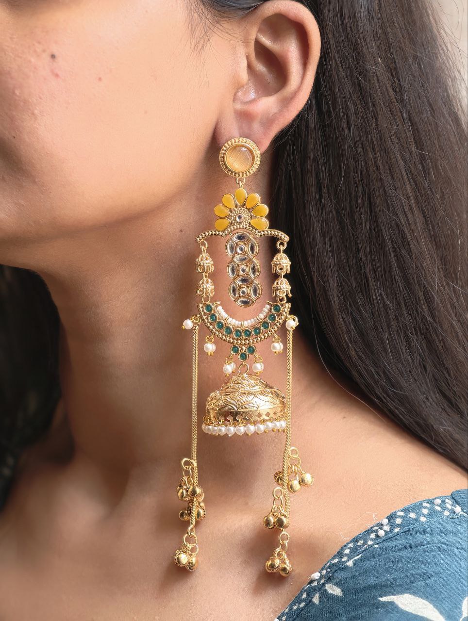 Premium Long Kashmiri Jhumka Earrings with Traditional Adorable Designs - Image 5