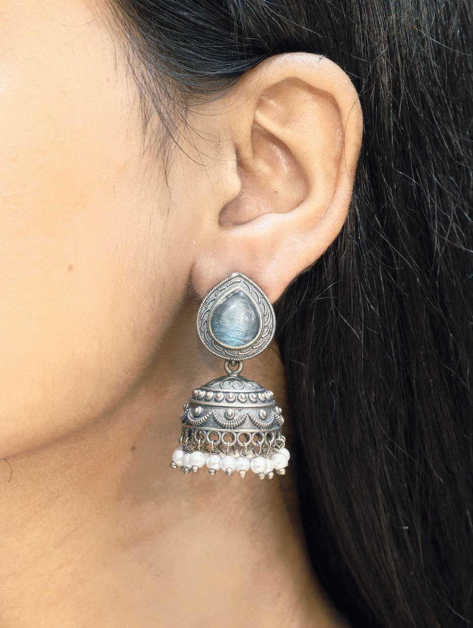 Premium Silver Look Like Jhumka Earring Perfect for Any Cotton Kurti - Image 8