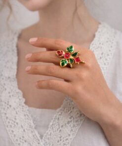 Goldplated Enamel Ring Elegant Premium Design for Stylish Traditional and Modern Wear
