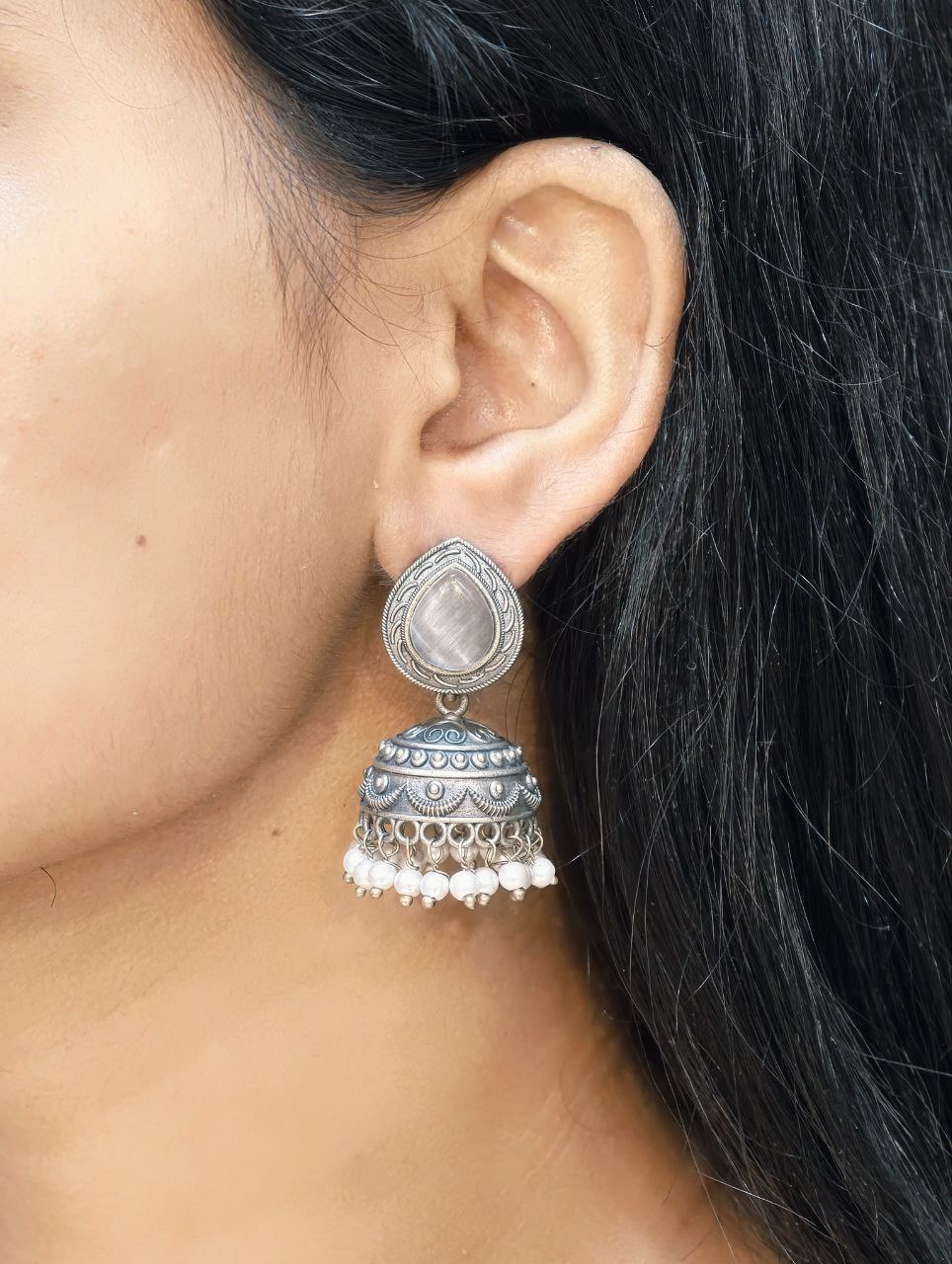 Premium Silver Look Like Jhumka Earring Perfect for Any Cotton Kurti - Image 9