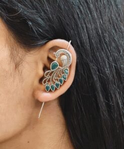Graceful Ethnic Peacock Earcuff with Exquisite Traditional Detailing