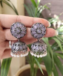 Alternative view of Stone Jhumka Earring Elegant Dazzling Traditional Design for Women