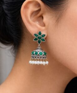 Silver Jhumka Earring Traditional Jewelry for Pearl Work Detailing