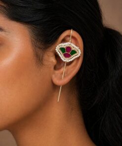 Silver Meena Kari Earcuff Stunning Traditional Jewelry for Ethnic Look