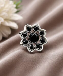 Vintage Flower Ring Adjustable Oxidized Floral Ring for Women - Image 4