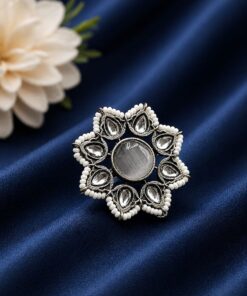 Vintage Flower Ring Adjustable Oxidized Floral Ring for Women - Image 6