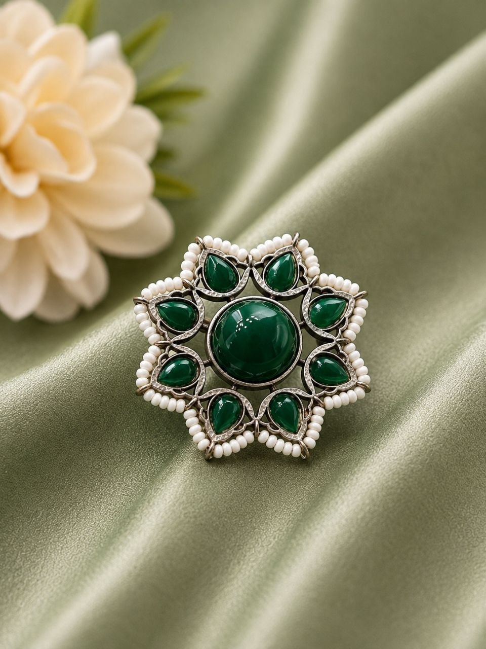 Vintage Flower Ring Adjustable Oxidized Floral Ring for Women - Image 7