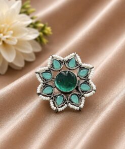 Vintage Flower Ring Adjustable Oxidized Floral Ring for Women - Image 9