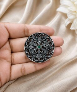 Alternative view of Elegant Floral Hair Accessories Oxidized Silver Hair Jewelry for Traditional Wear