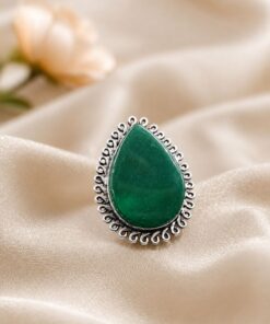 Alternative view of Oxidized Drop Ring Adjustable Silver Finish Ring for Women
