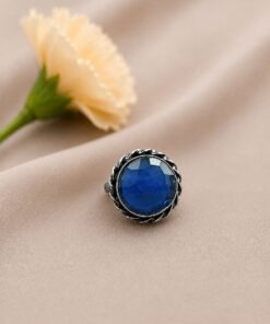 Alternative view of Adjustable Round Ring Oxidized Silver Adjustable Ring for Women